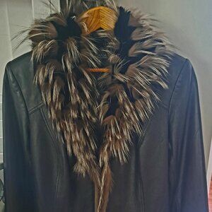 Juliana Collezione Silver Fox Fur and Leather Jacket